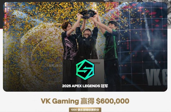 中国电竞新王加冕！VKG勇夺电竞世界杯《Apex》冠军