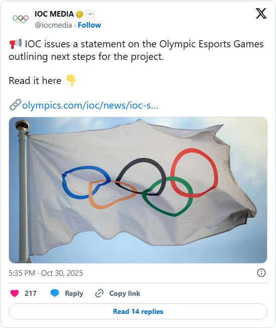 国际奥委会终止与沙特阿拉伯合作：电竞奥运会项目正式取消